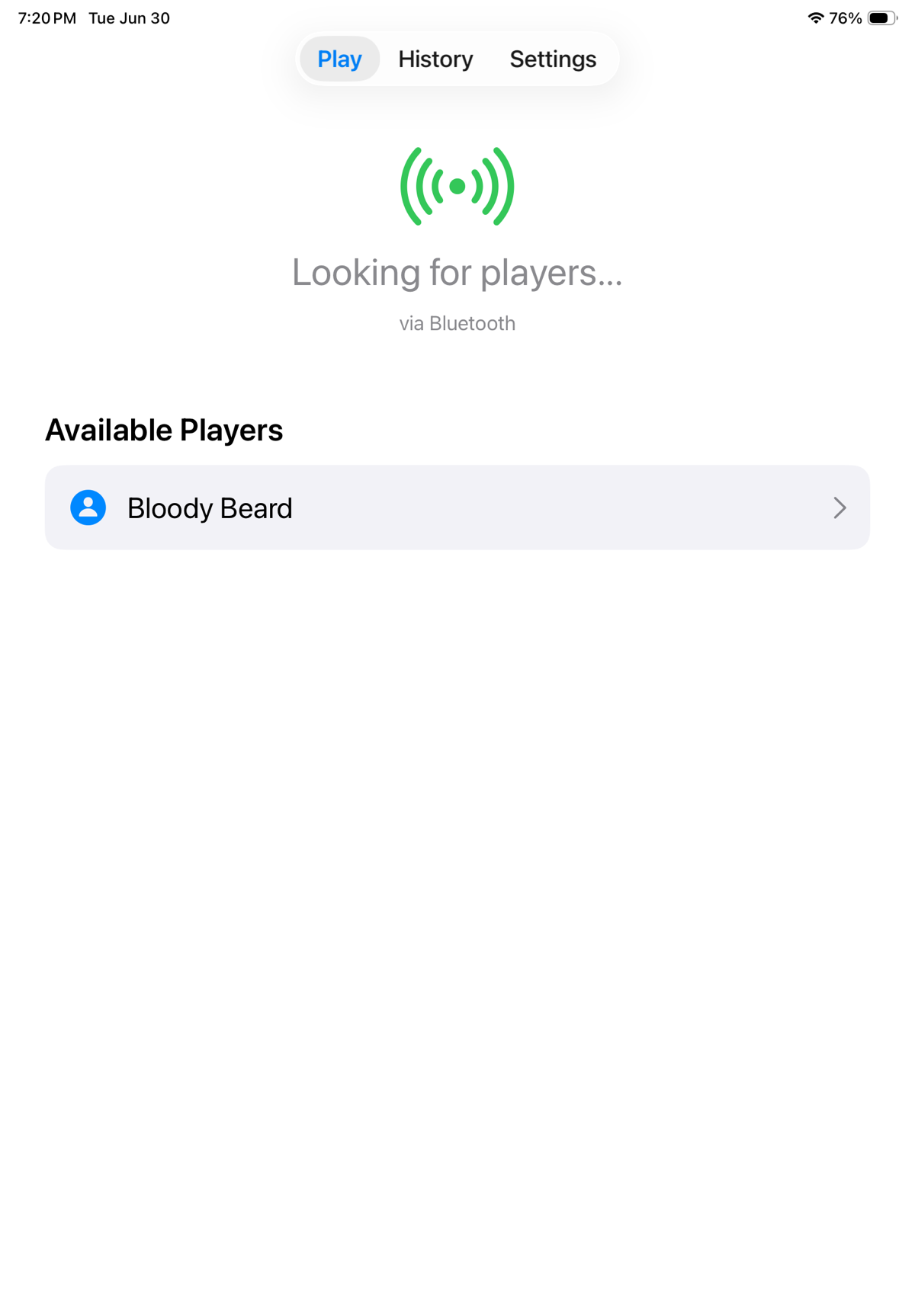 iPad lobby scanning for players