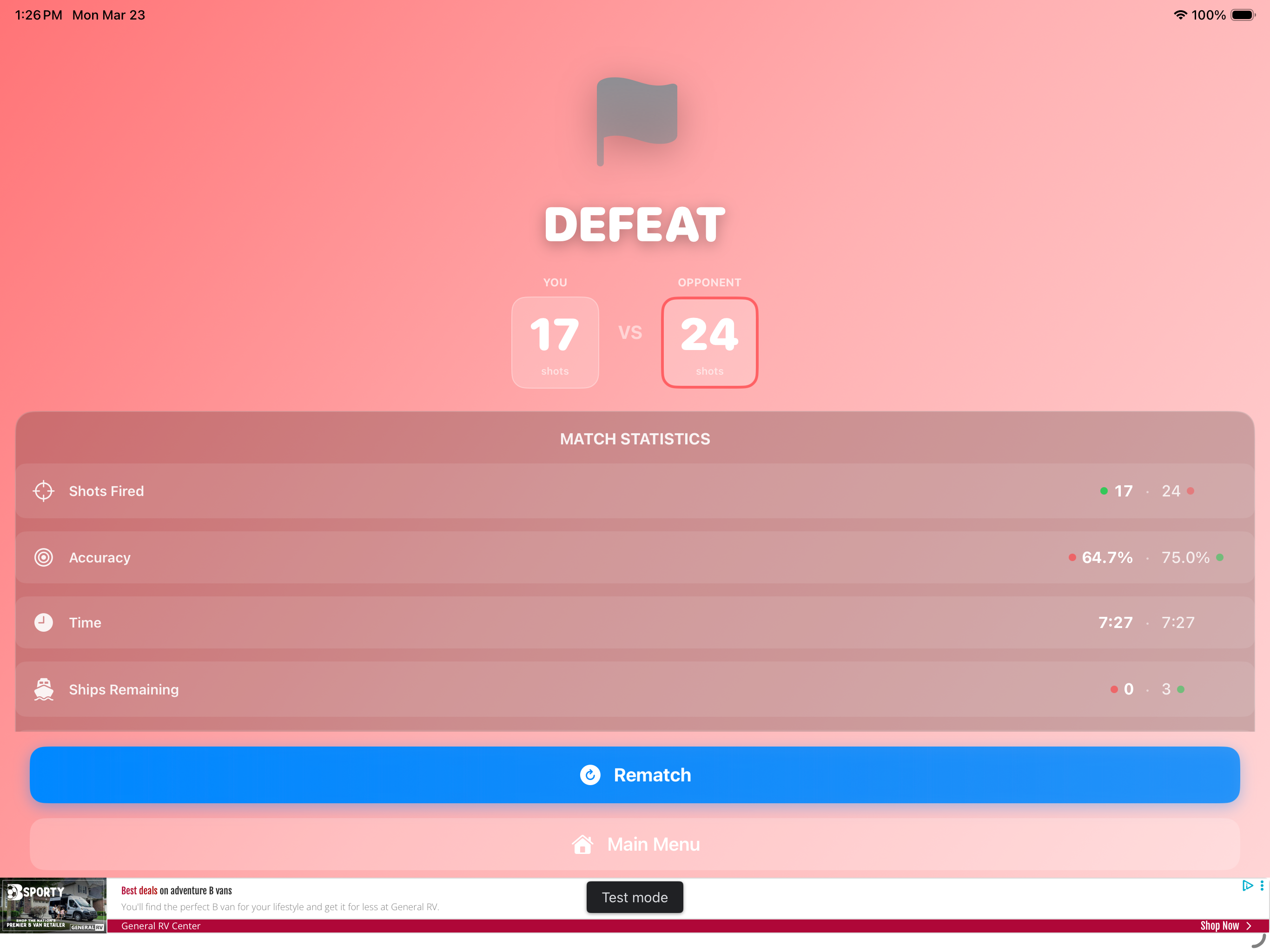 Sea Grid Tactics on iPad - Victory